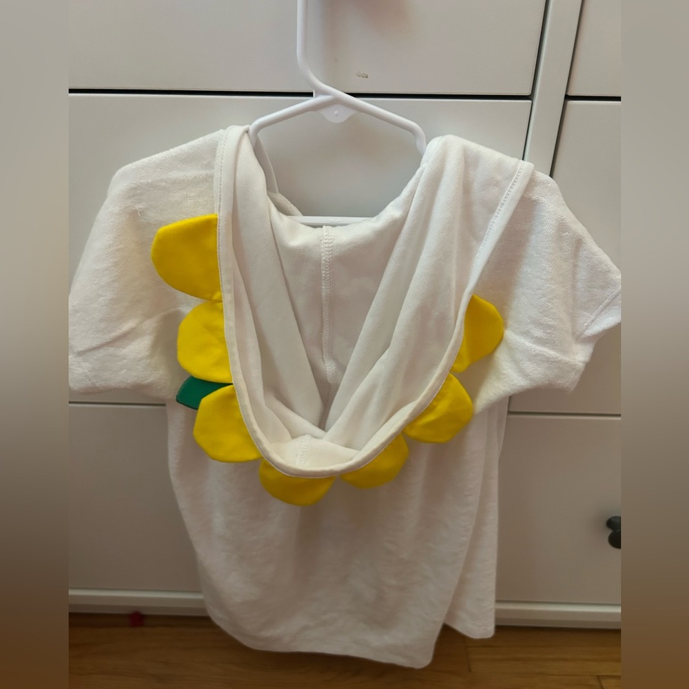 Florence Eiseman White Terry Coverup with Yellow Petals on Hood
